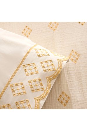 Karaca Home Nobile Brodeli Muslin Çift Kişilik Pike Takımı Sarı