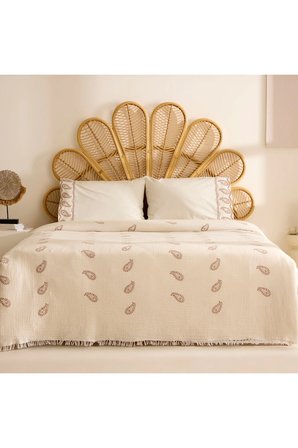Karaca Home Incanto Brodeli Müslin Çift Kişilik Pike Takımı Vizon