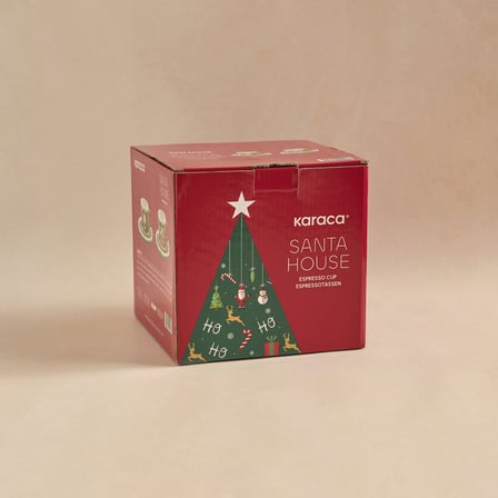 Karaca New Year Yılbaşı Santa House 2 Kişilik Kahve Fincan Takımı 110 ml