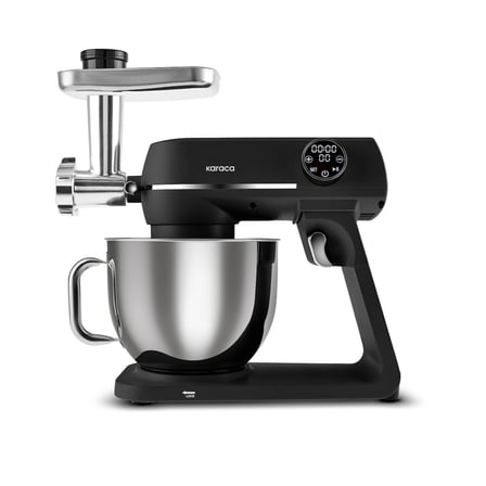 Karaca Multichef Artisan Digital Ekran Tam Döküm Kıyma Aparatlı Hamur Yoğurma Makinesi Black 1200W 7L
