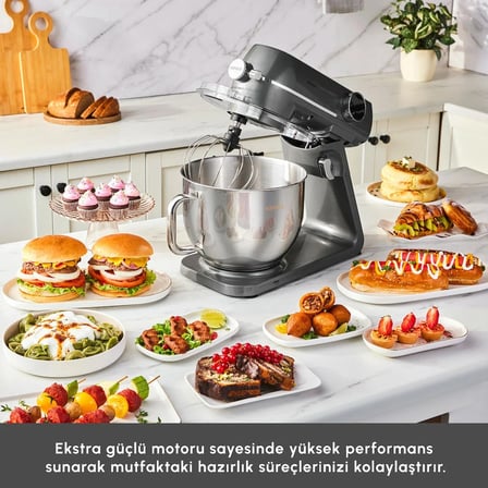 Karaca Multichef Artisan Kıyma Çekme/ Sucuk-Sosis/İçli Köfte Aparatlı Digital Ekran Tam Döküm Kıyma Aparatlı Hamur Yoğurma Makinesi Anthracite 7L