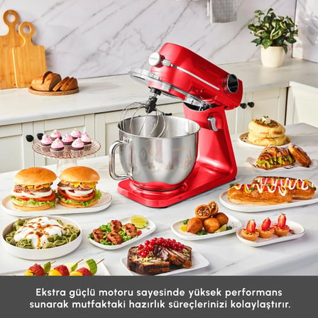 Karaca Multichef Artisan Kıyma Çekme/ Sucuk-Sosis/İçli Köfte Aparatlı Digital Ekran Tam Döküm Kıyma Aparatlı Hamur Yoğurma Makinesi Red 7L
