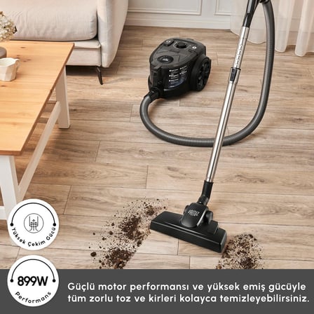 Karaca Vantuz Forcex Toz Torbasız Elektrikli Süpürge Siyah 2 lt