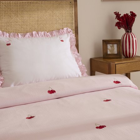 Karaca Home Cherry Grove Çift Kişilik Nakışlı %100 Pamuk Müslin Pike Takımı Pembe