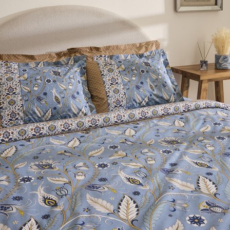 Karaca Home Olmira %100 Pamuk Çift Kişilik Nevresim Takımı Mavi