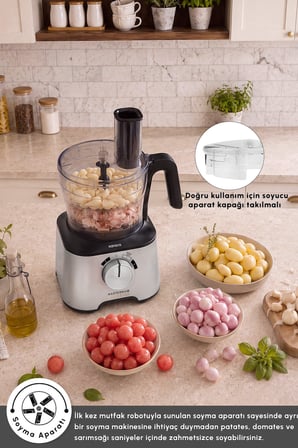 Karaca 2500 W Güçlü 12’si 1 Arada Mutfak Robotu, 1,5 L Hazne, 1 L Blender Sürahisi, Dört Bıçaklı