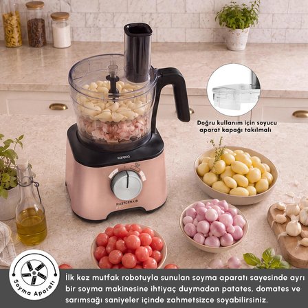 Karaca Mastermaid Power Max 12 in 1 Mutfak Robotu Rosegold 2500W