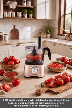 Karaca 2500 W Güçlü 12’si 1 Arada Mutfak Robotu, 1,5 L Hazne, 1 L Blender Sürahisi, Dört Bıçaklı