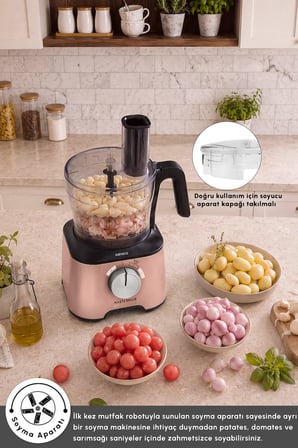 Karaca 2500 W Güçlü 12’si 1 Arada Mutfak Robotu, 1,5 L Hazne, 1 L Blender Sürahisi, Dört Bıçaklı