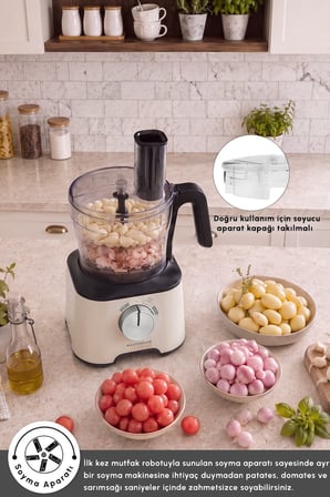Karaca 2500 W Güçlü 12’si 1 Arada Mutfak Robotu, 1,5 L Hazne, 1 L Blender Sürahisi, Dört Bıçaklı