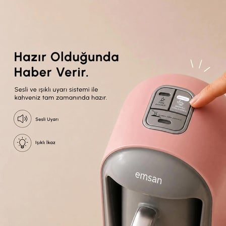 Emsan Kumda Türk Kahve Makinesi Pearly Pink 5 Fincan Kapasiteli 735 W