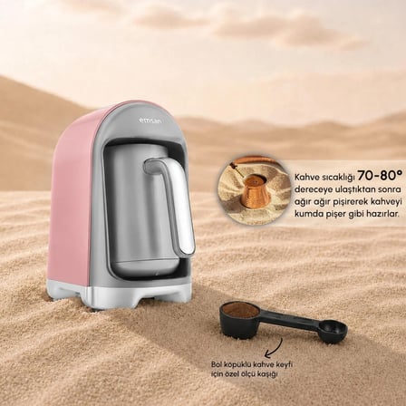 Emsan Kumda Türk Kahve Makinesi Pearly Pink 5 Fincan Kapasiteli 735 W