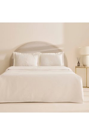Karaca Home Leonie %100 Pamuk Nakışlı Çift Kişilik Pike Takımı Beyaz