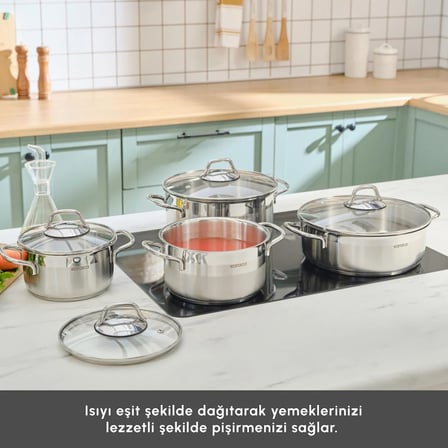 Emsan Belen 8 Parça Paslanmaz Çelik Tencere Seti