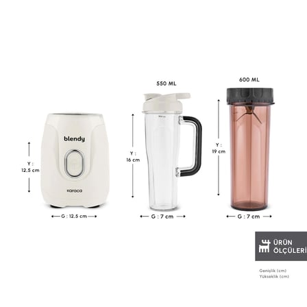 Karaca Blendy Personal Kişisel Kulplu Smoothie Blender Çift Hazneli Silver
