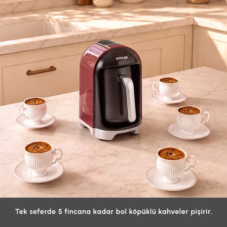 Emsan Kumda 5 Fincan Kapasiteli Türk Kahve Makinesi Cherry Red