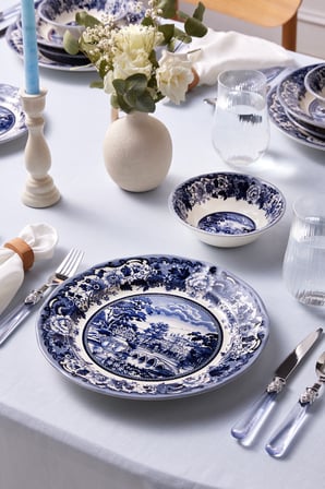 Vintage Old Town 24 Parça 6 Kişilik Porselen Yemek Takımı