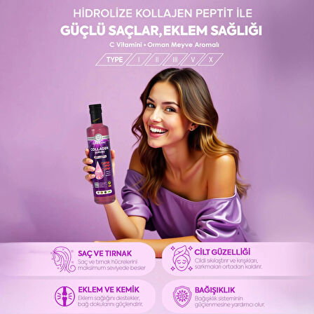 5 Tip Hidrolize Kolajen Peptit İçeren Collagen Şurubu