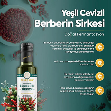 Yeşil Cevizli Berberin Sirkesi Doğal Fermantasyon Berberis Vinegar with Green Walnut 500 Ml
