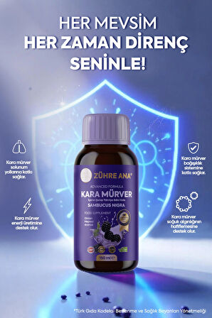 Kara Mürver Sambucus Nigra İçeren Şurup 150 Ml