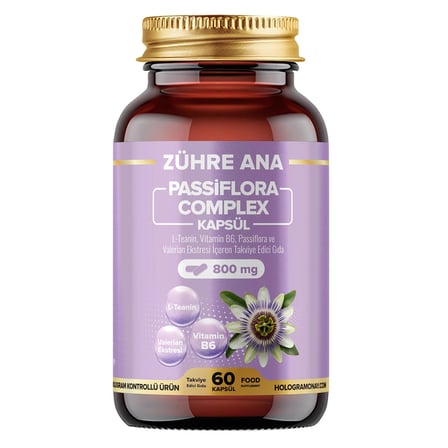  L-Teanin, Vitamin B6, Passiflora ve Valerian Ekstresi İçeren Takviye Edici Gıda