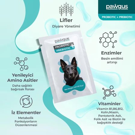 Köpekler İçin Probiyotik + Prebiyotik Gıda Takviyesi Takviye 30 x 2 gr