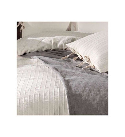 NEVRESİMLİ YATAK ÖRTÜSÜ MÜSLİN ÇİFT KİŞİLİK DANTE GRİ