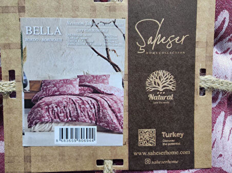 ŞAHESER ÇİFTKİŞİLİK NEVRESİM TAKIMI BELLA BORDO