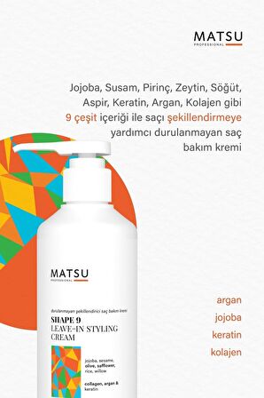 Matsu Sun Day Isıya Karşı Koruyucu Saç Bakım Spreyi ve Shape 9 Durulanmayan Şekillendirici Saç Bakım Kremi 2'li Set