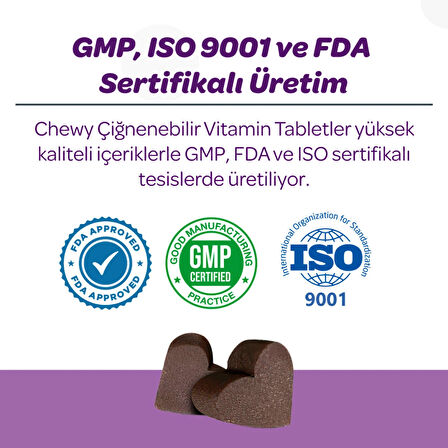 Vet's Plus Sterilised Yaban Mersinli Kısır Kediler için Urinary Destek 60'lı Çiğnenebilir Tablet