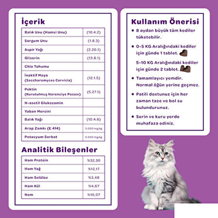 Vet's Plus Sterilised Yaban Mersinli Kısır Kediler için Urinary Destek 60'lı Çiğnenebilir Tablet