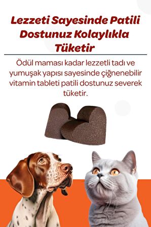 Vet's Plus Multi-Vitamin Kedi ve Köpekler İçin Spirulinalı Vitamin Çiğnenebilir Tablet (60'lı)