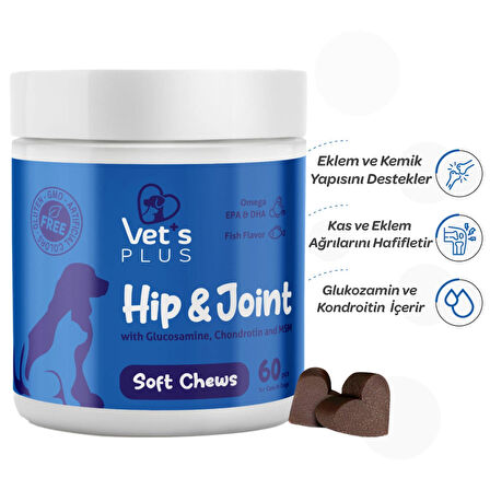 Vet's Plus Hip&Joint 60'lı Kedi ve Köpekler için Eklem Destekleyici Çiğnenebilir Tablet