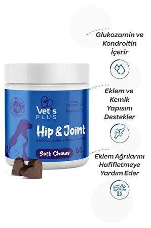 Vet's Plus Hip&Joint 60'lı Kedi ve Köpekler için Eklem Destekleyici Çiğnenebilir Tablet