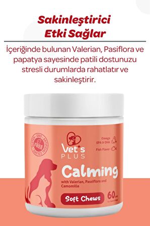 Vet's Plus Calming Kedi ve Köpekler için Sakinleştirici 60'lı Çiğnenebilir Tablet