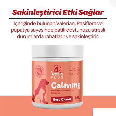 Vet's Plus Calming Kedi ve Köpekler için Sakinleştirici 60'lı Çiğnenebilir Tablet