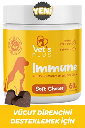 Vet's Plus Immune Çiğnenebilir Tablet 60'lı (Kedi ve Köpekler için Bağışıklık Sistemi Destekleyici)
