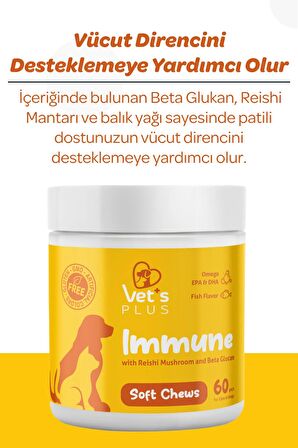 Vet's Plus Immune Çiğnenebilir Tablet 60'lı (Kedi ve Köpekler için Bağışıklık Sistemi Destekleyici)