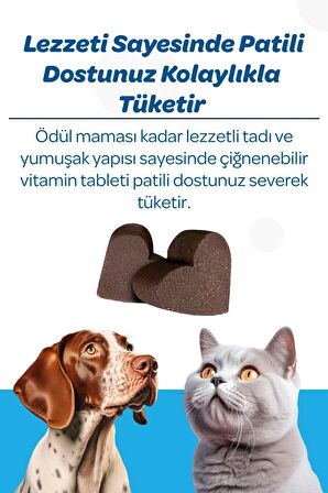 Vet's Plus Derma Care Kedi ve Köpekler için Deri ve Tüy Sağlığı Destekleyici 60'lı Çiğnenebilir Tablet