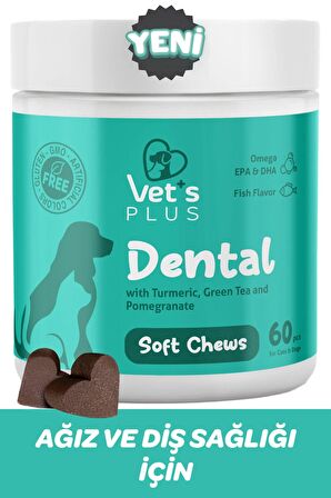 Vet's Plus Dental Çiğnenebilir Tablet 60'lı (Kedi ve Köpekler için Diş Bakımı)