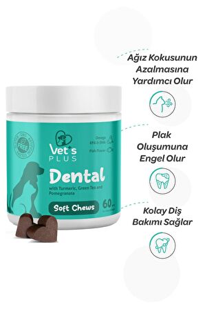 Vet's Plus Dental Çiğnenebilir Tablet 60'lı (Kedi ve Köpekler için Diş Bakımı)