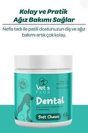 Vet's Plus Dental Çiğnenebilir Tablet 60'lı (Kedi ve Köpekler için Diş Bakımı)