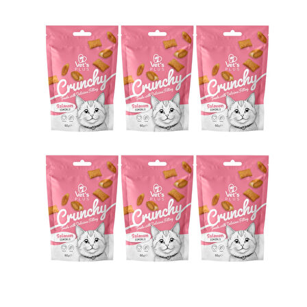 Vet's Plus Crunchy Somonlu ve Catnipli Kedi Ödül Maması 60gr (6 Adet)