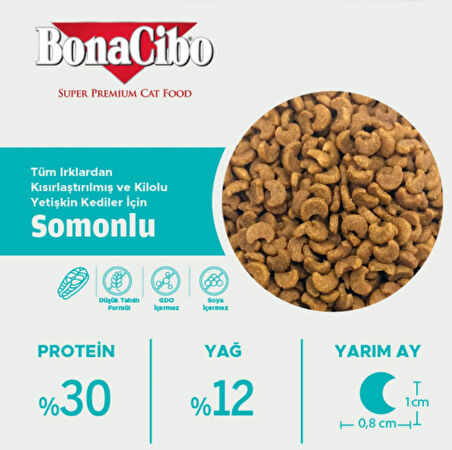 BonaCibo Adult Cat Sterilised Somonlu Kısırlaştırılmış Yetişkin Kedi Maması 15 Kg