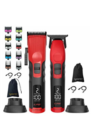 Supreme Trimmer Kırmızı 2Spee Trimmer & Clipper Tıraş Makinesi – LCD Göstergeli, Ultra Sessiz