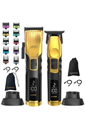 Supreme Trimmer Altın 2Spee Trimmer & Clipper Tıraş Makinesi – LCD Göstergeli, Ultra Sessiz