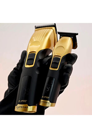 Supreme Trimmer Altın 2Spee Trimmer & Clipper Tıraş Makinesi – LCD Göstergeli, Ultra Sessiz