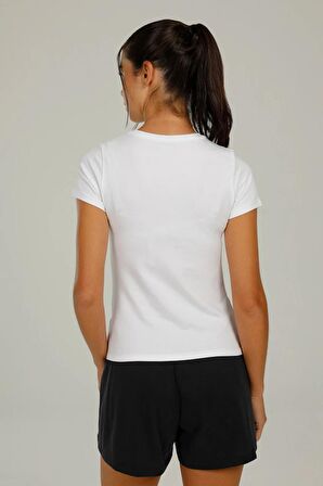 Lumberjack Basıc Modal C Neck Beyaz Kadın Kısa Kol T-Shirt W-CT131