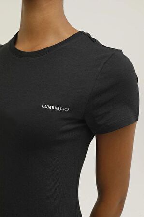 Lumberjack Basic Modal C Neck Siyah Kadın Kısa Kol T-Shirt W-CT131 101339647