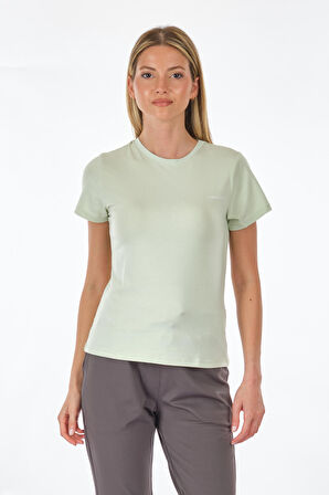 Lumberjack Bisiklet Yaka Basic Pastel Yeşil Kadın T-Shirt 2SWCT1313F
